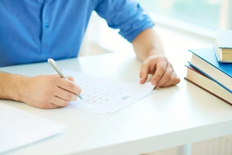 Close-up of student carrying out test at lesson