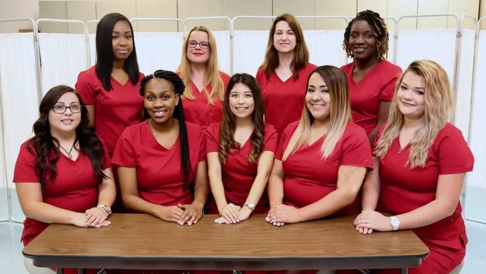 Healthcare professionals, hospital nurse staff group photo